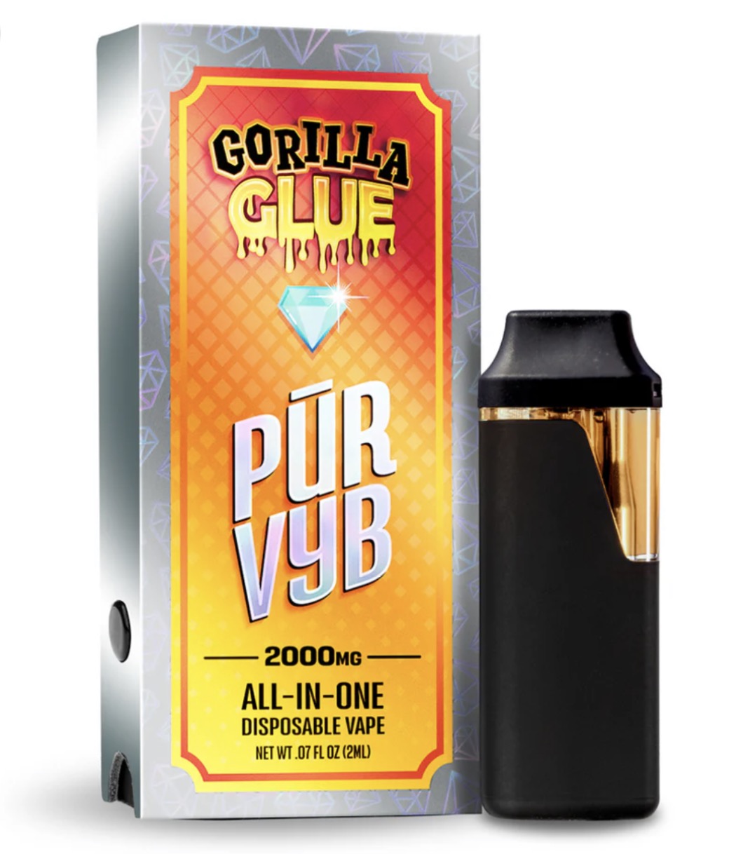 gorilla disposable vape Pur Vyb - Gorilla Glue (Indica) - 2G/2,000mg